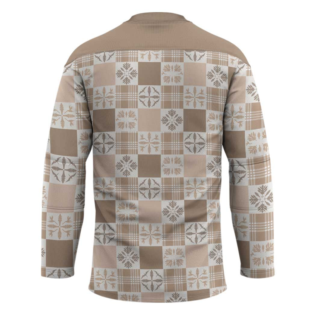 Hawaiian Palaka Quilt Pattern Hockey Jersey Hawaii Culture Bird of Paradise Exotic Motif - Polynesian Pride