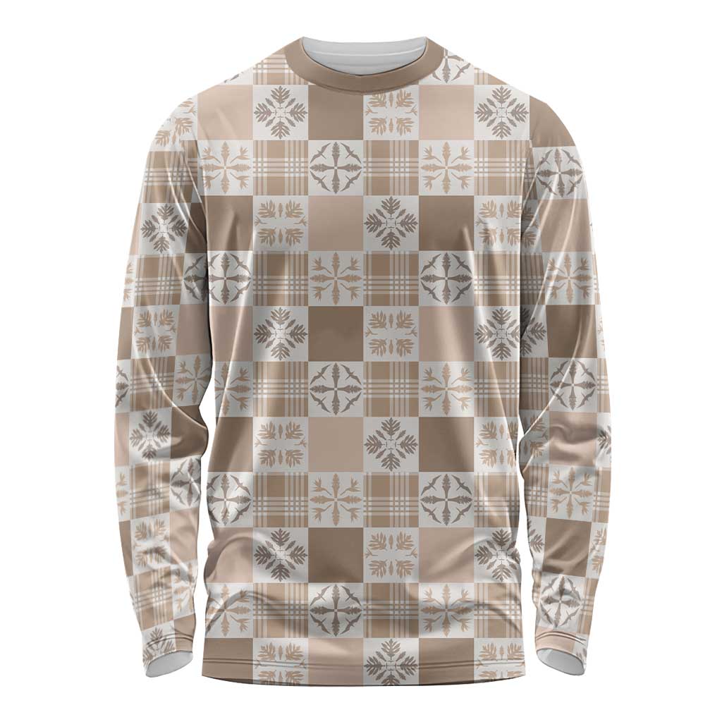 Hawaiian Palaka Quilt Pattern Long Sleeve Shirt Hawaii Culture Bird of Paradise Exotic Motif - Polynesian Pride