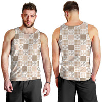 Hawaiian Palaka Quilt Pattern Men Tank Top Hawaii Culture Bird of Paradise Exotic Motif - Polynesian Pride