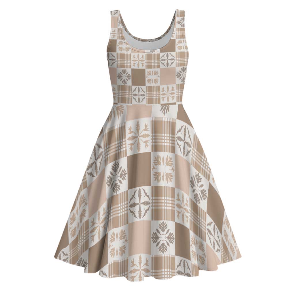 Hawaiian Palaka Quilt Pattern Midi Dress Hawaii Culture Bird of Paradise Exotic Motif - Polynesian Pride