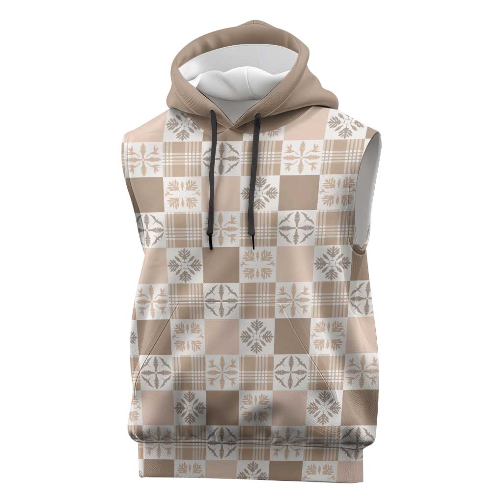 Hawaiian Palaka Quilt Pattern Sleeveless Hoodie Hawaii Culture Bird of Paradise Exotic Motif - Polynesian Pride