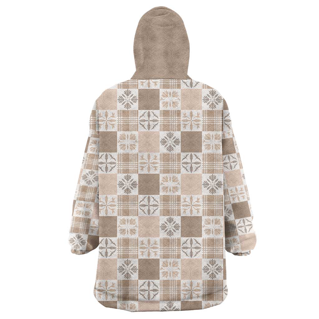 Hawaiian Palaka Quilt Pattern Wearable Blanket Hoodie Hawaii Culture Bird of Paradise Exotic Motif - Polynesian Pride