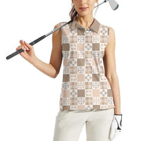 Hawaiian Palaka Quilt Pattern Women Sleeveless Polo Shirt Hawaii Culture Bird of Paradise Exotic Motif - Polynesian Pride