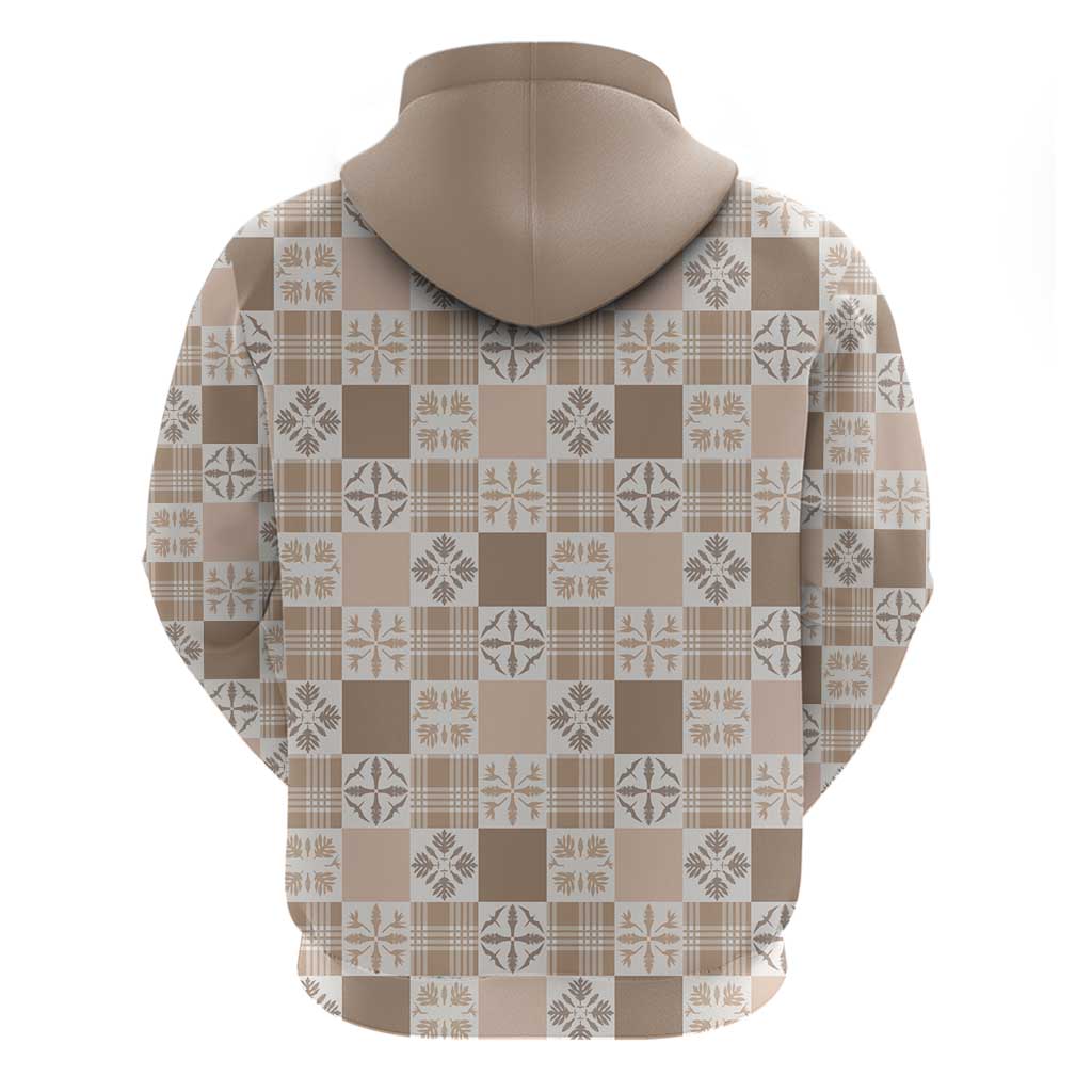 Hawaiian Palaka Quilt Pattern Zip Hoodie Hawaii Culture Bird of Paradise Exotic Motif - Polynesian Pride