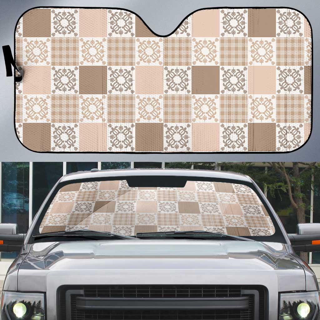 Hawaiian Palaka Quilt Pattern Auto Sun Shade Hawaii Culture Honu Turtle - Polynesian Pride
