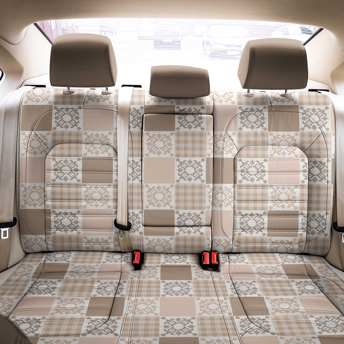Hawaiian Palaka Quilt Pattern Back Car Seat Cover Hawaii Culture Honu Turtle LT9 - Polynesian Pride