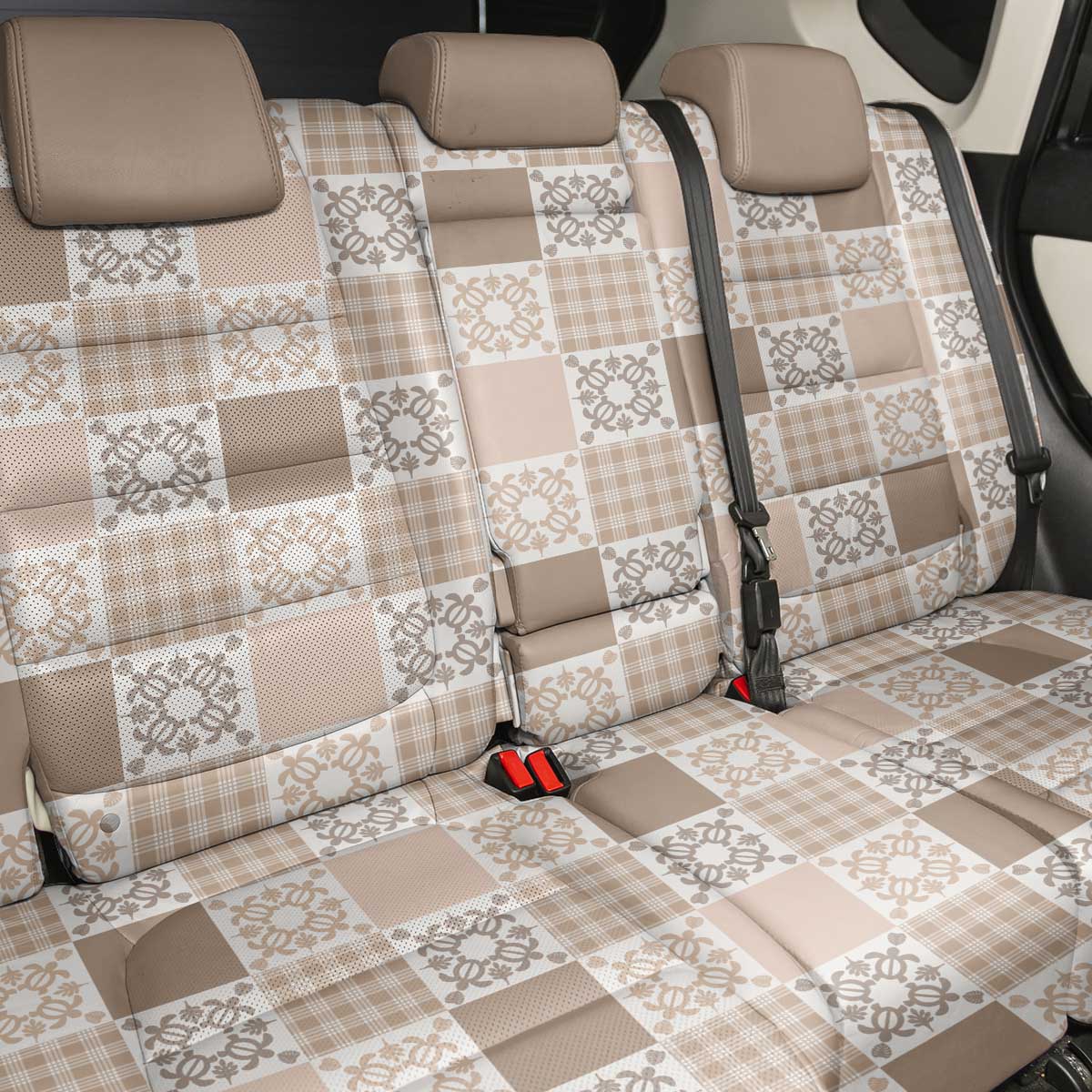 Hawaiian Palaka Quilt Pattern Back Car Seat Cover Hawaii Culture Honu Turtle LT9 - Polynesian Pride