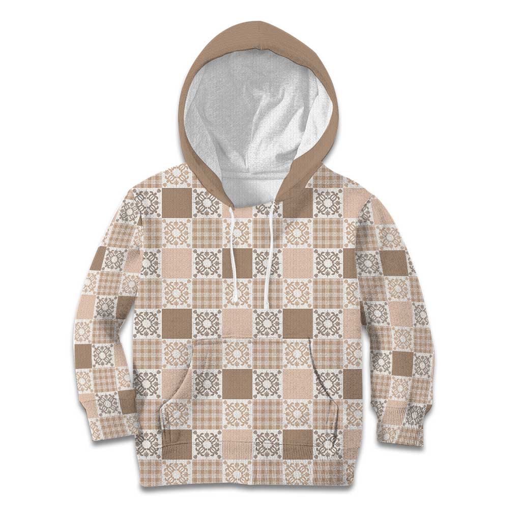 Hawaiian Palaka Quilt Pattern Kid Hoodie Hawaii Culture Honu Turtle - Polynesian Pride