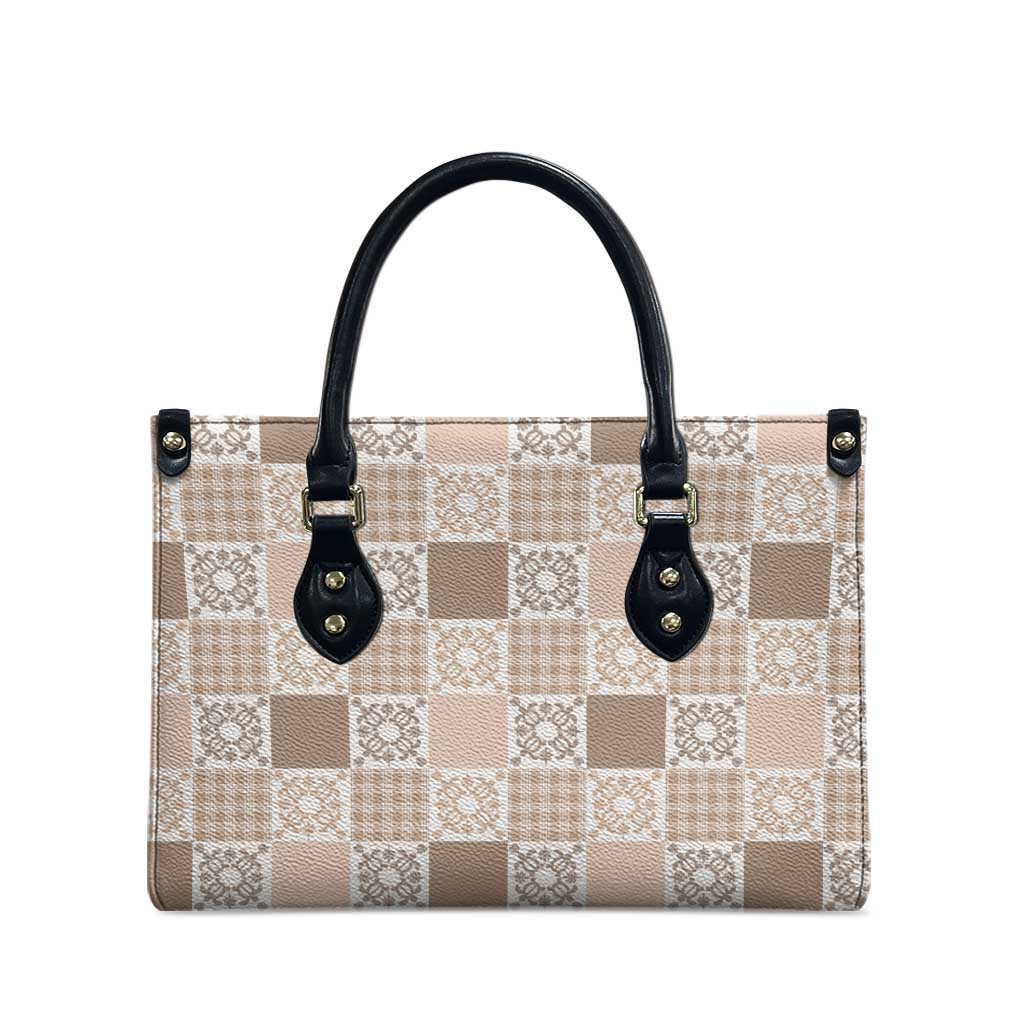 Hawaiian Palaka Quilt Pattern Leather Bag Hawaii Culture Honu Turtle - Polynesian Pride