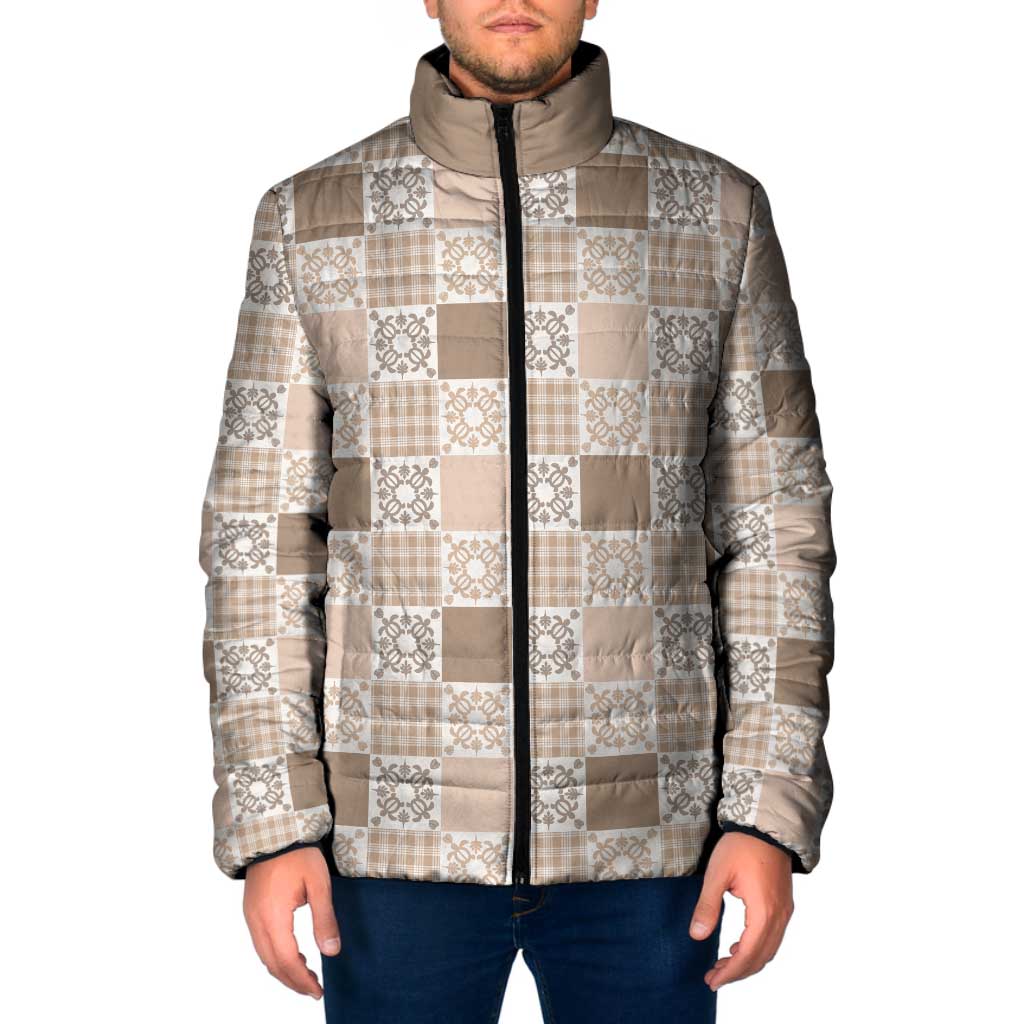 Hawaiian Palaka Quilt Pattern Padded Jacket Hawaii Culture Honu Turtle - Polynesian Pride
