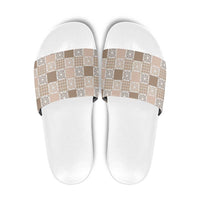 Hawaiian Palaka Quilt Pattern Slide Sandals Hawaii Culture Honu Turtle - Polynesian Pride