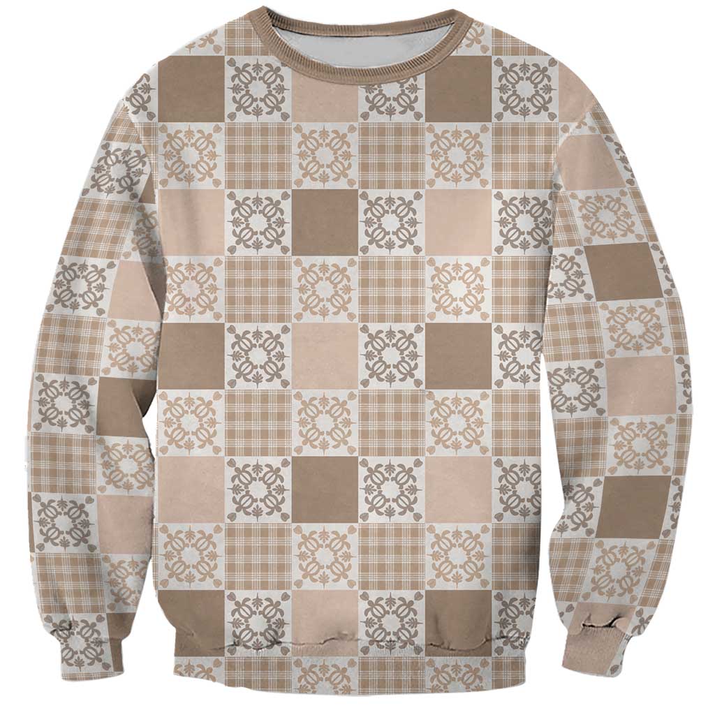 Hawaiian Palaka Quilt Pattern Sweatshirt Hawaii Culture Honu Turtle - Polynesian Pride