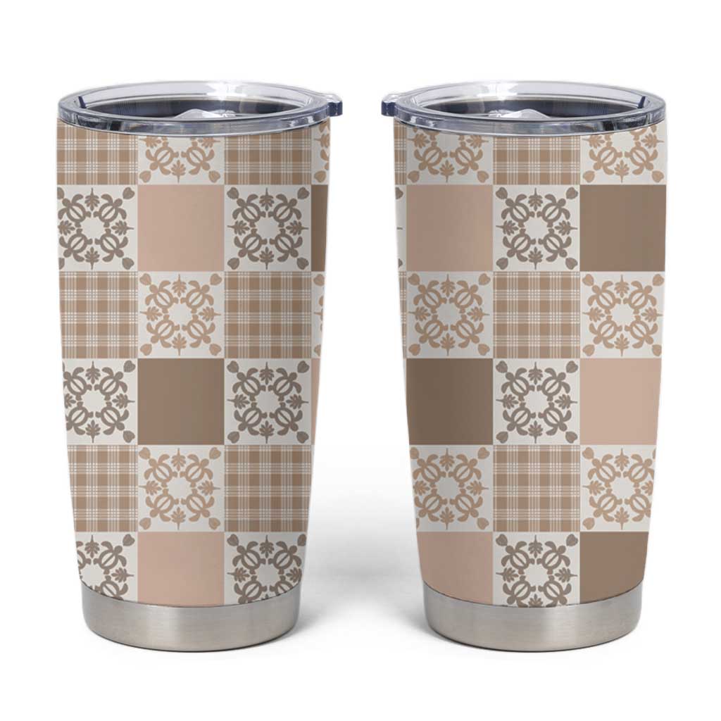 Hawaiian Palaka Quilt Pattern Tumbler Cup Hawaii Culture Honu Turtle - Polynesian Pride