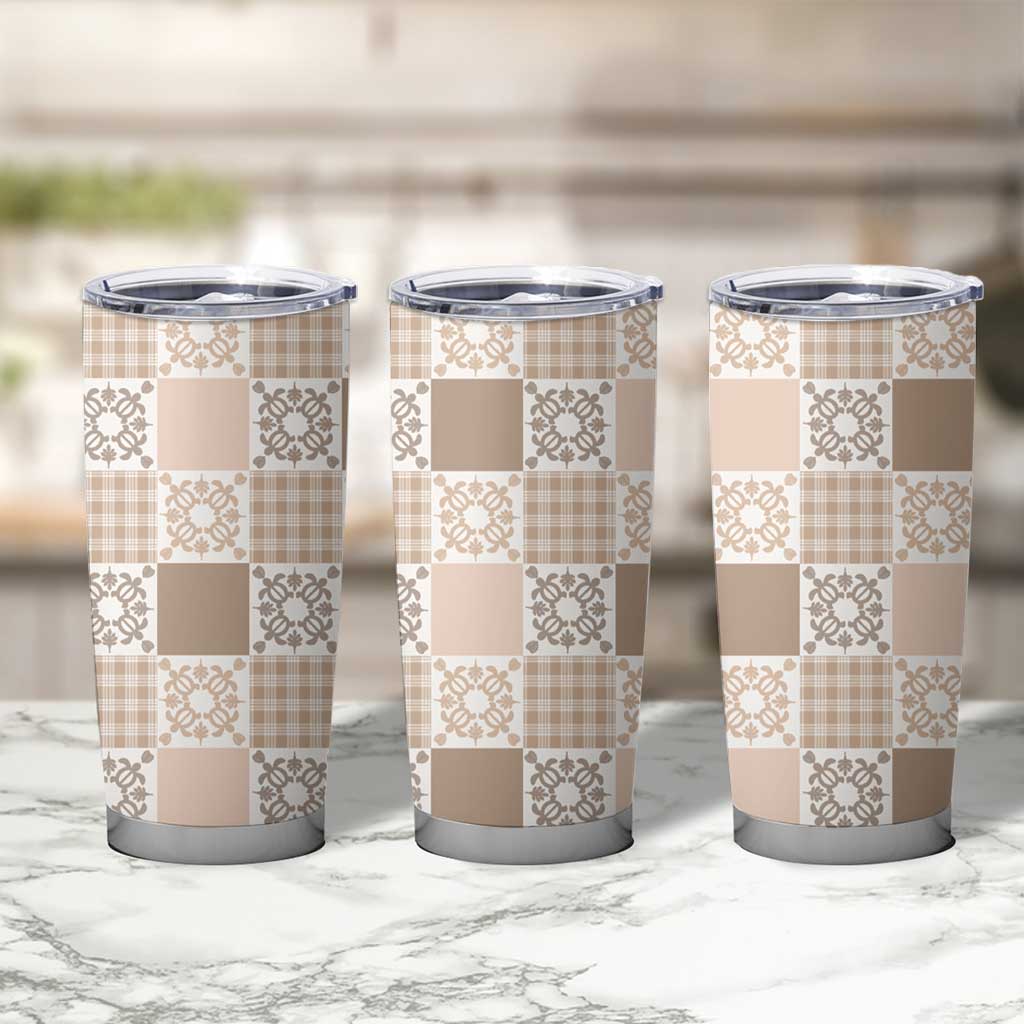 Hawaiian Palaka Quilt Pattern Tumbler Cup Hawaii Culture Honu Turtle - Polynesian Pride