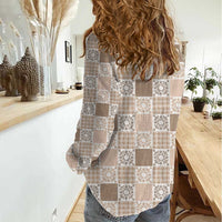 Hawaiian Palaka Quilt Pattern Women Casual Shirt Hawaii Culture Honu Turtle - Polynesian Pride