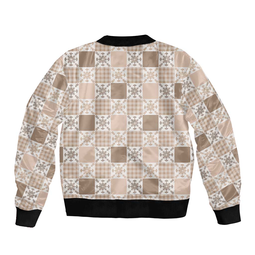 Hawaiian Palaka Quilt Pattern Bomber Jacket Hawaii Culture Pineapple - Polynesian Pride