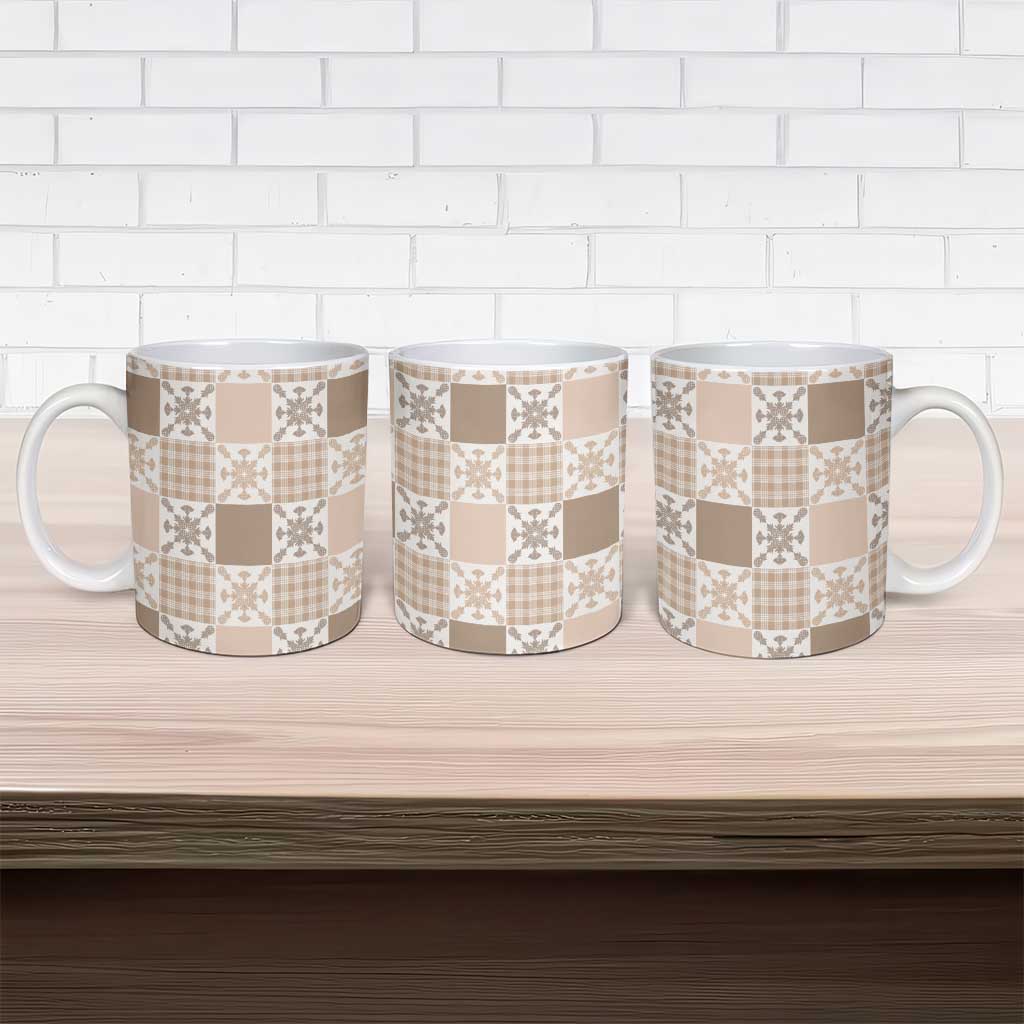 Hawaiian Palaka Quilt Pattern Ceramic Mug Hawaii Culture Pineapple - Polynesian Pride