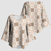 Hawaiian Palaka Quilt Pattern Kimono Sleeve Blouse Hawaii Culture Pineapple - Polynesian Pride