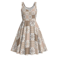 Hawaiian Palaka Quilt Pattern Midi Dress Hawaii Culture Pineapple - Polynesian Pride