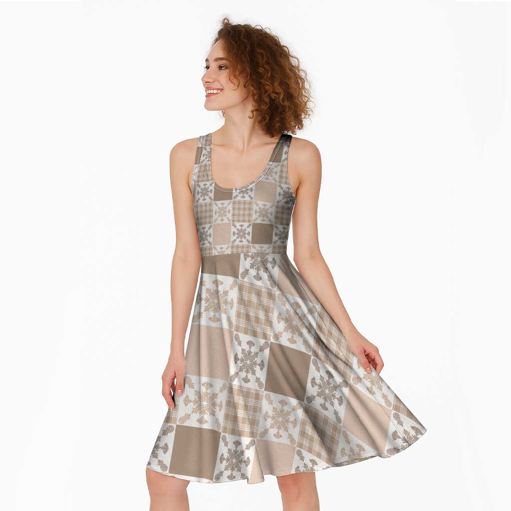 Hawaiian Palaka Quilt Pattern Midi Dress Hawaii Culture Pineapple - Polynesian Pride