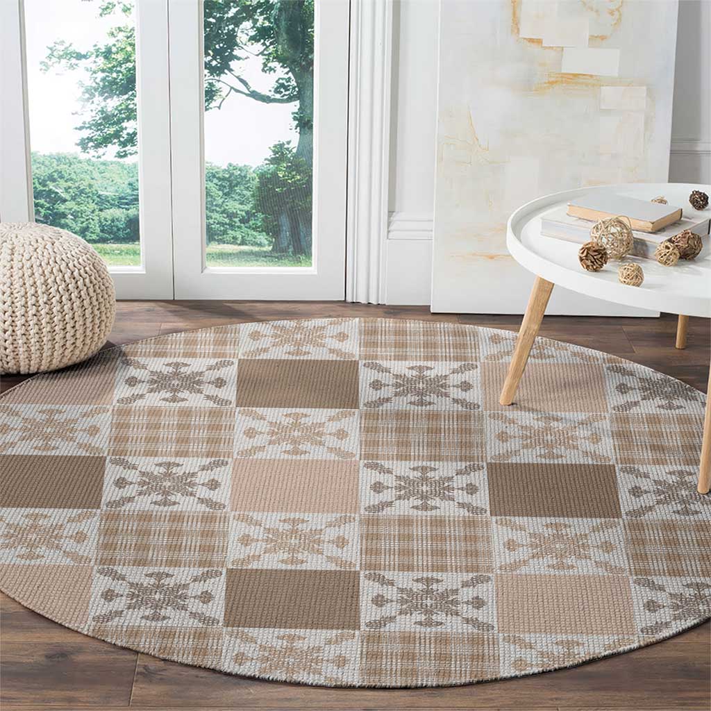 Hawaiian Palaka Quilt Pattern Round Carpet Hawaii Culture Pineapple - Polynesian Pride