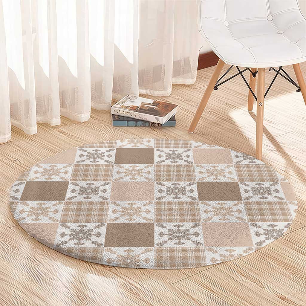 Hawaiian Palaka Quilt Pattern Round Carpet Hawaii Culture Pineapple - Polynesian Pride