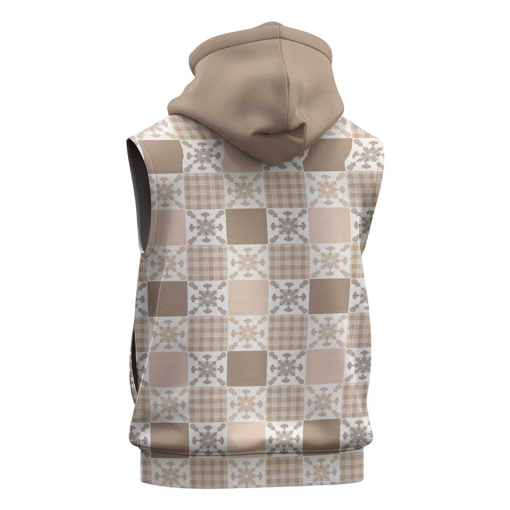 Hawaiian Palaka Quilt Pattern Sleeveless Hoodie Hawaii Culture Pineapple - Polynesian Pride