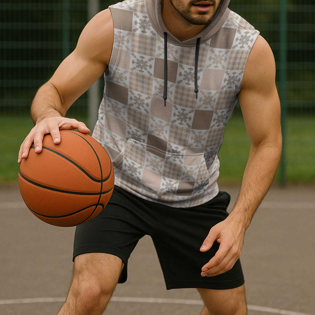 Hawaiian Palaka Quilt Pattern Sleeveless Hoodie Hawaii Culture Pineapple - Polynesian Pride