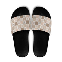 Hawaiian Palaka Quilt Pattern Slide Sandals Hawaii Culture Pineapple - Polynesian Pride