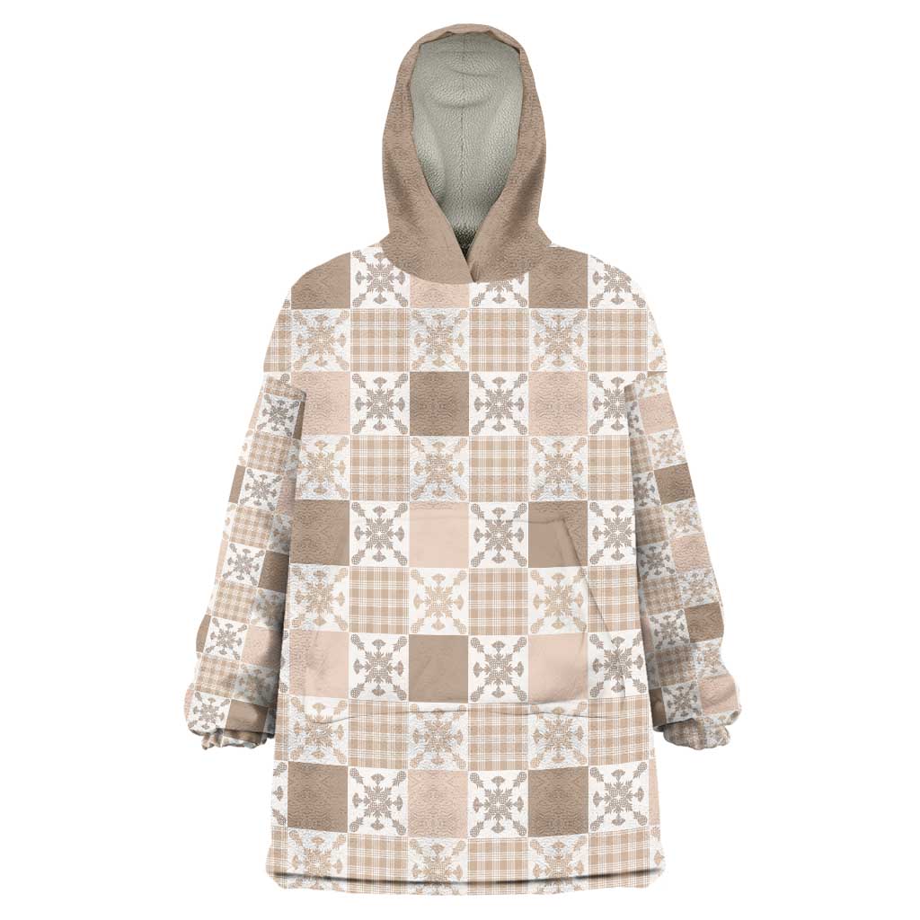 Hawaiian Palaka Quilt Pattern Wearable Blanket Hoodie Hawaii Culture Pineapple - Polynesian Pride