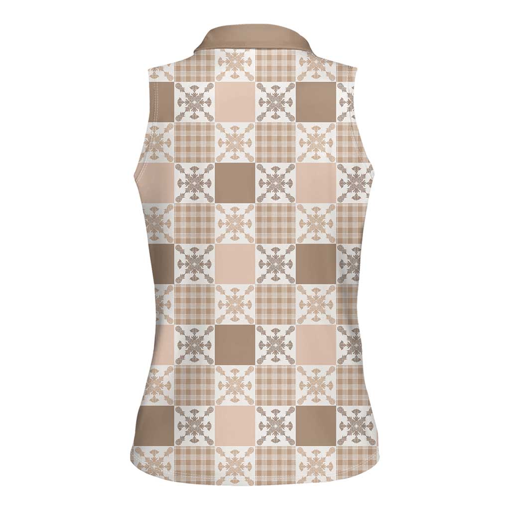 Hawaiian Palaka Quilt Pattern Women Sleeveless Polo Shirt Hawaii Culture Pineapple - Polynesian Pride