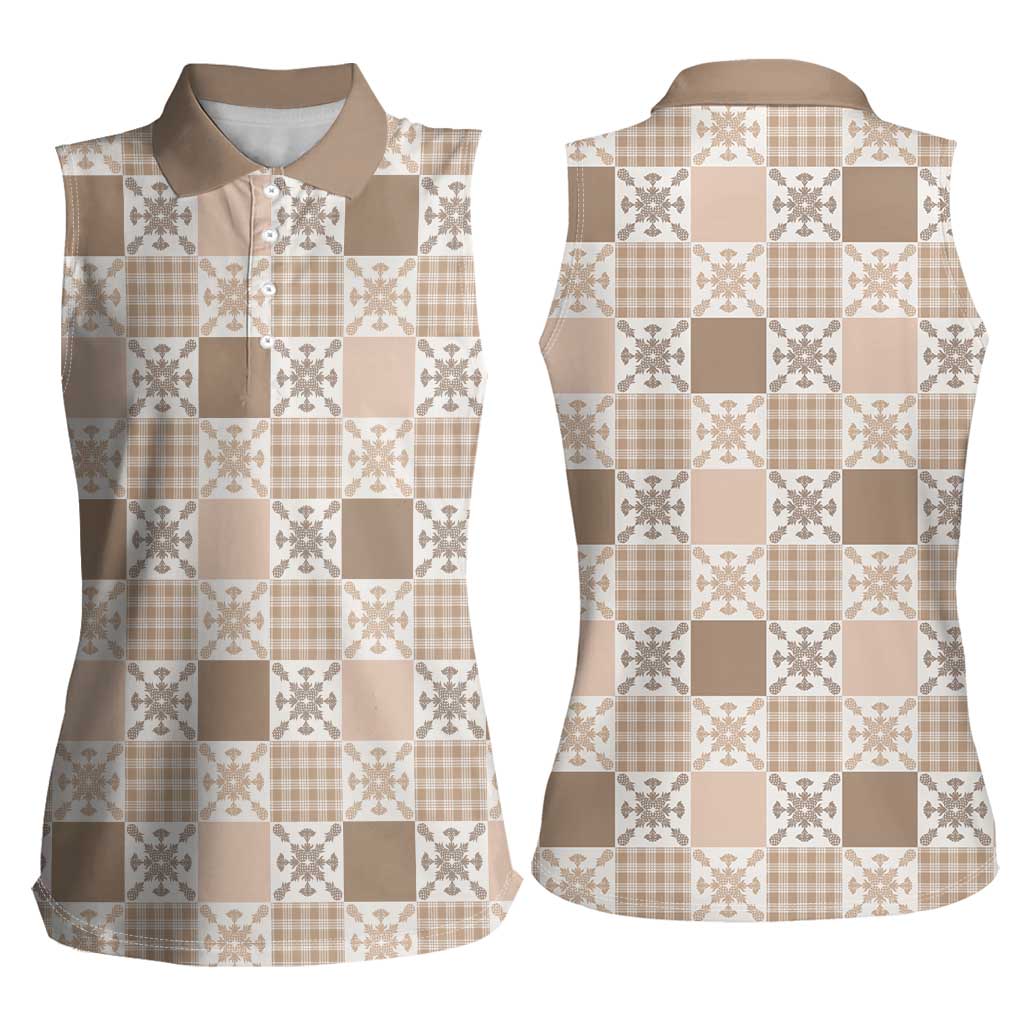 Hawaiian Palaka Quilt Pattern Women Sleeveless Polo Shirt Hawaii Culture Pineapple - Polynesian Pride