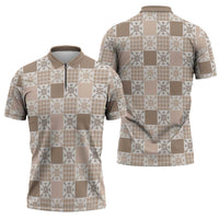 Hawaiian Palaka Quilt Pattern Zipper Polo Shirt Hawaii Culture Pineapple - Polynesian Pride