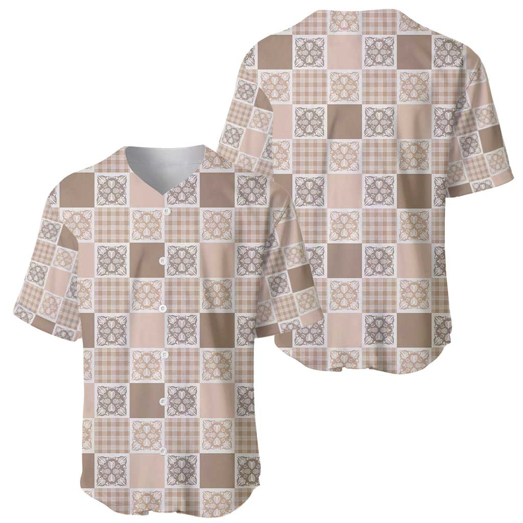 Hawaiian Palaka Quilt Pattern Baseball Jersey Hawaii Culture Tropical Flowers Mix - Polynesian Pride