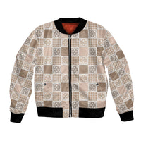 Hawaiian Palaka Quilt Pattern Bomber Jacket Hawaii Culture Tropical Flowers Mix - Polynesian Pride