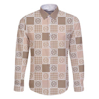 Hawaiian Palaka Quilt Pattern Family Matching Off The Shoulder Long Sleeve Dress and Hawaiian Shirt Hawaii Culture Tropical Flowers Mix - Polynesian Pride