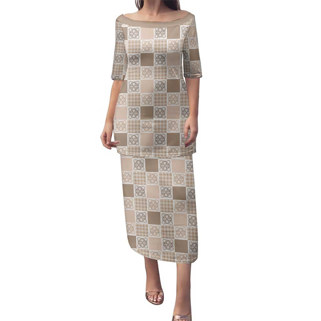 Hawaiian Palaka Quilt Pattern Family Matching Puletasi and Hawaiian Shirt Hawaii Culture Tropical Flowers Mix - Polynesian Pride