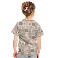 Hawaiian Palaka Quilt Pattern Kid T Shirt Hawaii Culture Tropical Flowers Mix - Polynesian Pride