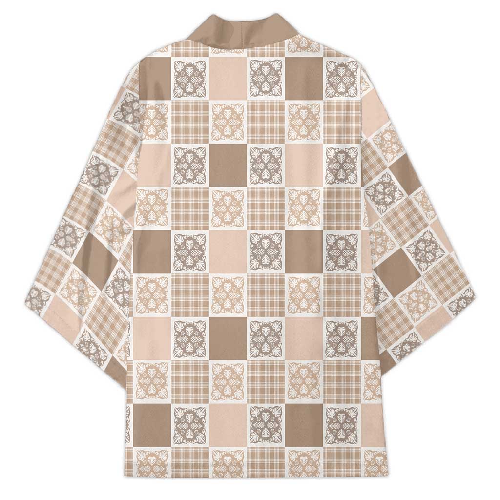 Hawaiian Palaka Quilt Pattern Kimono Hawaii Culture Tropical Flowers Mix - Polynesian Pride