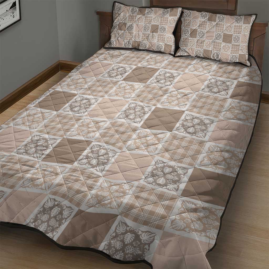 Hawaiian Palaka Quilt Pattern Quilt Bed Set Hawaii Culture Tropical Flowers Mix - Polynesian Pride