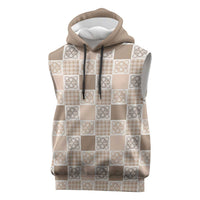 Hawaiian Palaka Quilt Pattern Sleeveless Hoodie Hawaii Culture Tropical Flowers Mix - Polynesian Pride