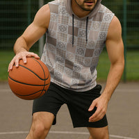 Hawaiian Palaka Quilt Pattern Sleeveless Hoodie Hawaii Culture Tropical Flowers Mix - Polynesian Pride