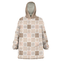 Hawaiian Palaka Quilt Pattern Wearable Blanket Hoodie Hawaii Culture Tropical Flowers Mix - Polynesian Pride