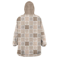 Hawaiian Palaka Quilt Pattern Wearable Blanket Hoodie Hawaii Culture Tropical Flowers Mix - Polynesian Pride