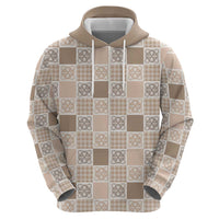 Hawaiian Palaka Quilt Pattern Zip Hoodie Hawaii Culture Tropical Flowers Mix - Polynesian Pride