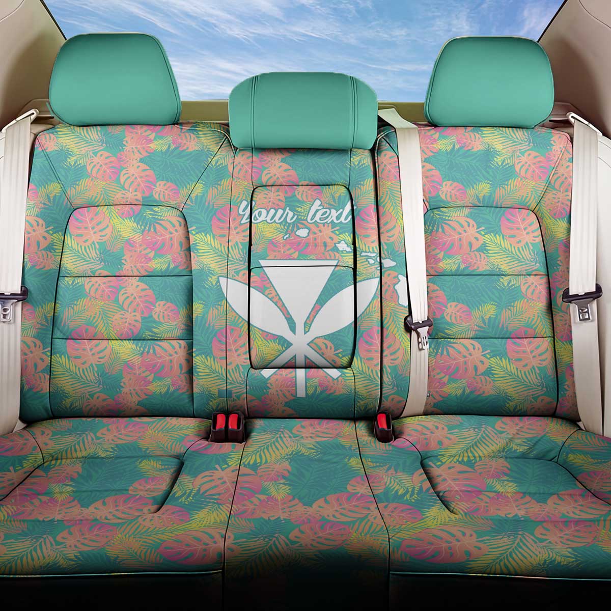 Seamless Hawaiian Quilt Pattern Back Car Seat Cover Hawaii Culture Palm Leaf Tropical - Polynesian Pride