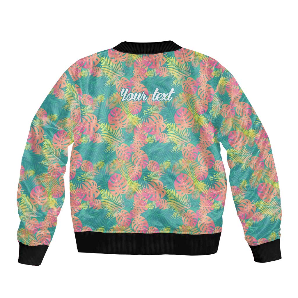 Seamless Hawaiian Quilt Pattern Bomber Jacket Hawaii Culture Palm Leaf Tropical - Polynesian Pride