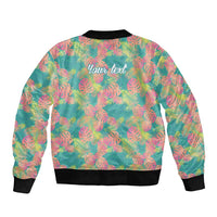 Seamless Hawaiian Quilt Pattern Bomber Jacket Hawaii Culture Palm Leaf Tropical - Polynesian Pride