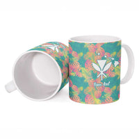 Seamless Hawaiian Quilt Pattern Ceramic Mug Hawaii Culture Palm Leaf Tropical - Polynesian Pride