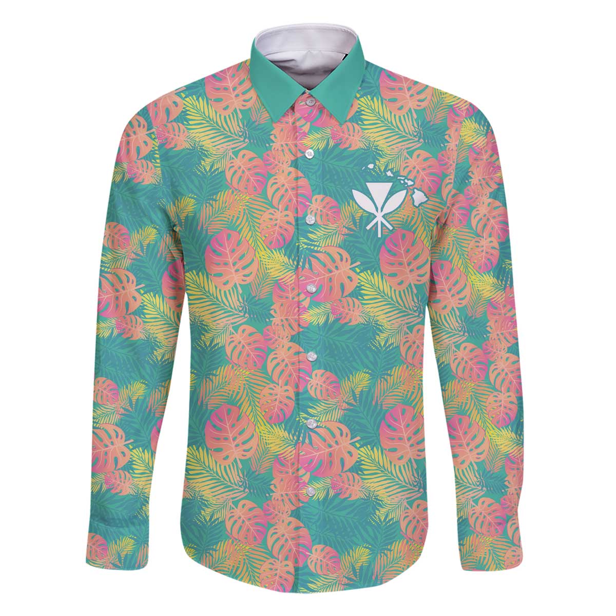 Seamless Hawaiian Quilt Pattern Family Matching Off The Shoulder Long Sleeve Dress and Hawaiian Shirt Hawaii Culture Palm Leaf Tropical - Polynesian Pride